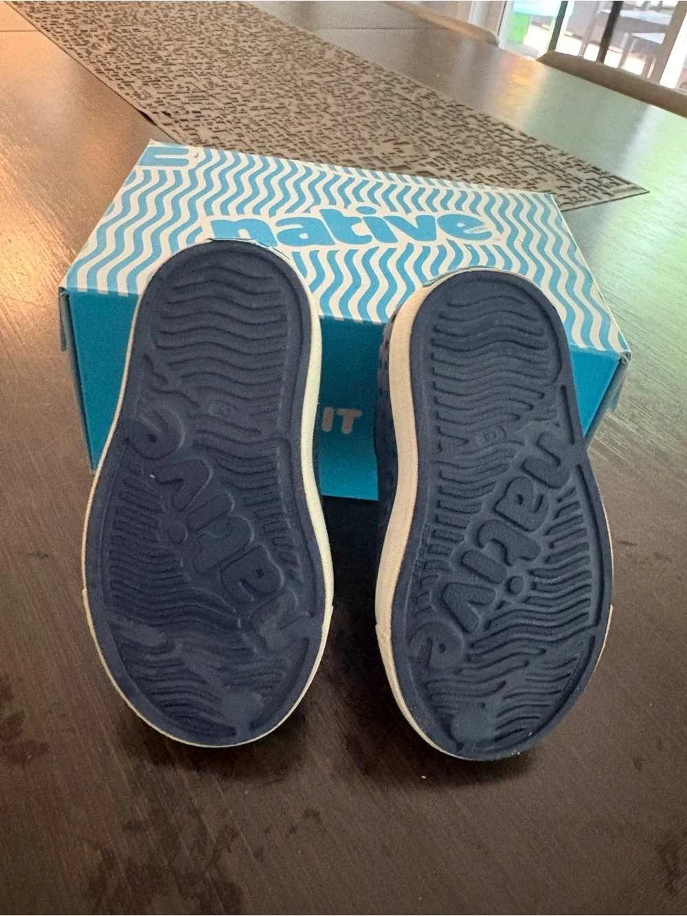 Native Jefferson Kids Slip-On Water Shoes in Navy with White Toe